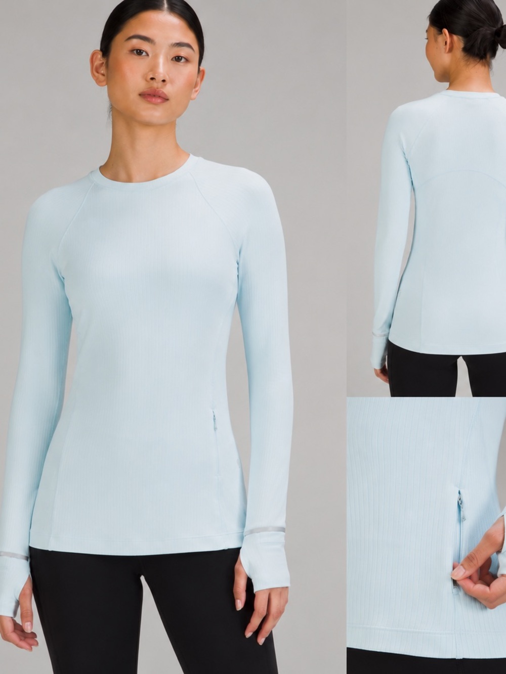 Lululemon It's Rulu Run Ribbed Long Sleeve Shirt-powder blue-size 10